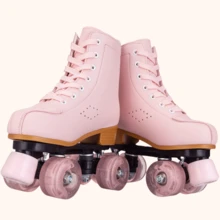 Milky Way Women's Roller Skates, Comfortable PU Leather Pink Purple Light Up Roller Skates, Indoor Outdoor Roller Skates For Beginners - 西瓜粉紅色 - 查看 10