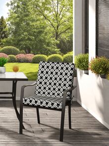 100% Polyester Weather-Resistant Outdoor Chair Cushion - 37L X 19.5"W X 3.5"H Lattice-Patterned Black & White, Repellent For Patio, Garden, Poolside, 1-Pack - 黑與白 - 查看 5