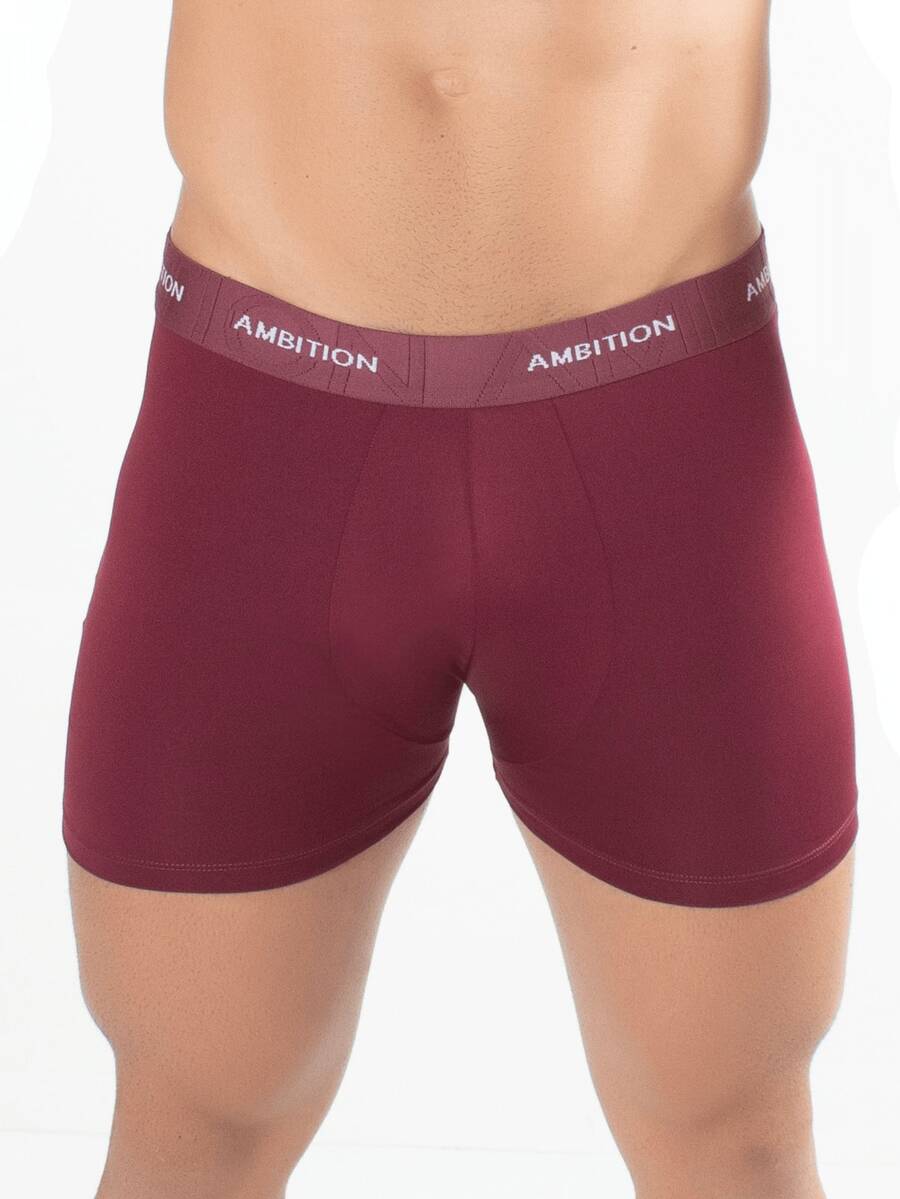 Cueca Boxer Microfibra Elástico Bicolor - Marsala - Visão 1