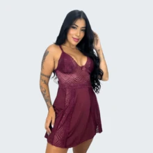 Women Nightgowns & Sleepshirts - Burgundy - View 2