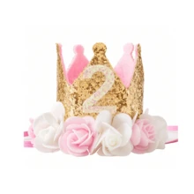 Birthday 1st -5years Pink & Gold Headband Decorations For Girl Gifts Rose Gold Baby Pink Crown Party One Year Old Princess - Gold - View 14