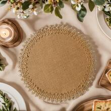 4 Stücke/6 Stücke/8 Stücke runde gewebte Tischsets mit Seilkanten, braune Farbe, 15 Zoll hitzebeständige Jute Vintage Tischmatten für die Tischdekoration im Esszimmer, schützen vor Flecken und Ölen. Geeignet für Familienfeiern, Hochzeiten und lange Tische, runder Tisch, leicht zu reinigen für den täglichen Gebrauch drinnen und Outdoor, Hochzeitsfeierlichkeiten, Restaurants, Küchen, Cafés, Weihnachten, Erntedankfest, Geburtstage