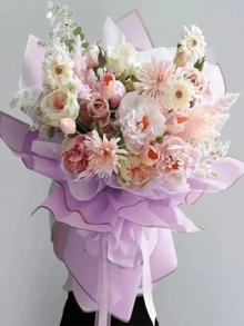 paquete de 20/40/60 piezas, Papel de envolver para ramos, Papel de envolver estilo coreano con borde dorado, Adecuado para embalaje y decoración de regalos hechos a mano, Suministros florales, 23 X 23 pulgadas, Papel de seda, Suministros para ramos (Morado), Halloween, Navidad, Día de San Valentín - Morado - Ver 9