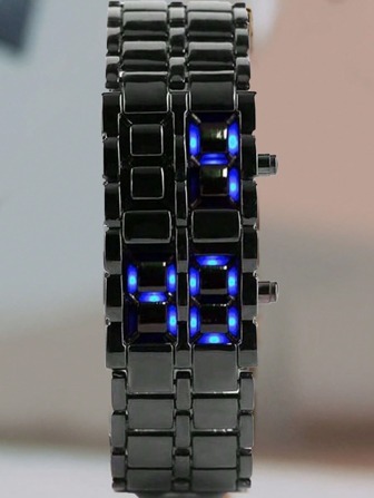 1 件时尚新款商务男士不锈钢表带 LED 电子表，适合日常装饰