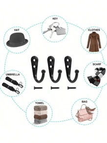 5 piezas Ganchos de estilo vintage montados en la pared con tornillos, para almacenar artículos en puertas, baños y cocinas, dormitorio, almacenamiento de baño, colgador de puerta, toallas de cocina, gancho de pared, colgar en la pared, soporte de llaves montado en la pared, soporte de llaves para la pared, ganchos para abrigos