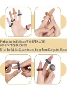 5/10Pcs Sensory Rings, Stress Relief Fidget Sensory, Elastic Fidget Rings, Fidget Ring For Anxiety, Stress Relief Rings, Massager For Fidget ADHD Autism, Silent Stress Reducer Ring - Black - View 6
