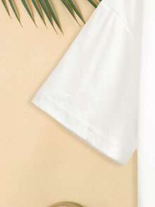 Camisetas De Mujer Casual Manga  con estampado de  Gatito y letra impresos - Blanco - Ver 4