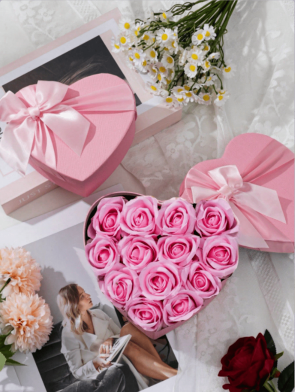 1pc Pink Gift Boxes With Lids For Present Heart Shaped Flower Boxes For Bridesmaid, Proposal, Wedding, Birthday
