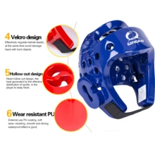 GINGPAI Casco protector de Taekwondo, casco protector para adultos en blanco, rojo, azul, casco de boxeo reforzado - Multicolor - Ver 8