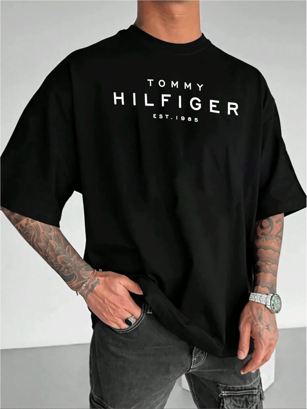 Tommy Hilfiger Marken - Muster 1pcs Herren 100% Baumwolle T - Shirt, Klassisches Design, Ideal für Fashionliebhaber