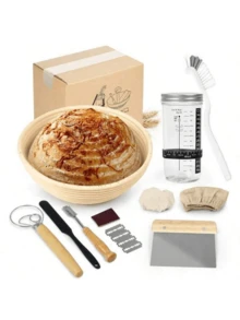 Ultimate Sourdough Bread Set, Includes Easy-To-Clean Sourdough Fermentation Jar And Proofing Basket, Aeelue Sourdough Fermentation Kit, Ideal Bread Basket And Sourdough Jar Tools - Beige - View 5