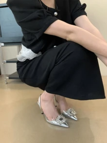 Women Heeled Sandals - Silver - View 5