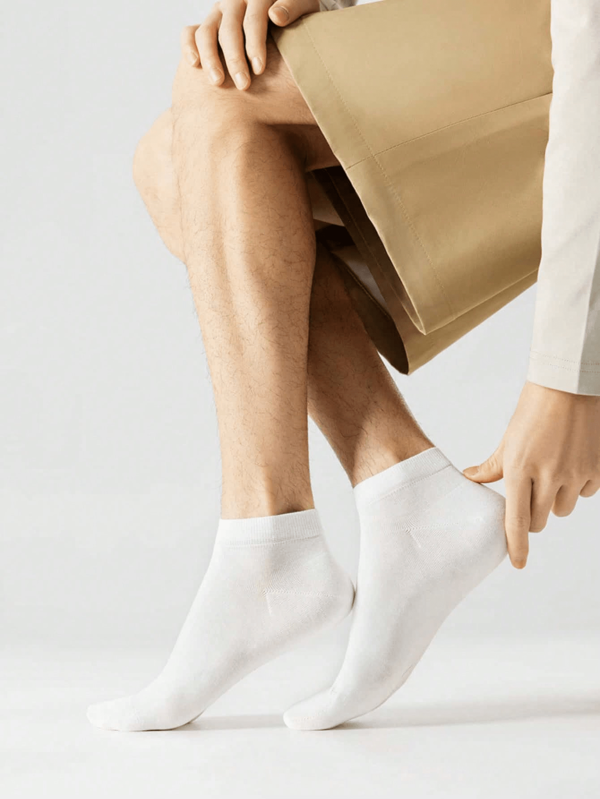 10pcs Men's Socks, Cotton Socks, Invisible Socks, White Socks, Suitable For Autumn, Winter, Spring And Summer, Breathable, Moisture-Wicking, Suitable For Sports, Business, Casual And Seasonal Wear