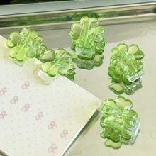 DIY Clover Clip Lucky PP Clip - Suitable For Students, Office Workers To Organize And Store Files, Paper Clips, Sticky Notes Clips,For School Supplies,Back To School - Green - View 5