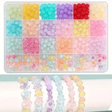 24-Slot High Quality Cute Beads Jewelry Making Kit, Includes 2 Types Of Round Beads & 3 Types Of Adorable Beads, Suitable For Making Bracelets, Keychains, Phone Charms And Other Decorations - Multicolor - View 8