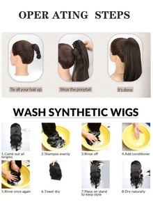 26 Inch Long Water Wave Heat Resistant Synthetic Ponytail, Daily Use Wig Hair Scrunchie For Women - Ombre - View 10