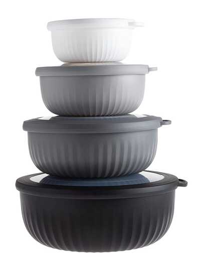 Conjunto de tigelas redondas de plástico com 8 tamanhos para misturar, com tampas, para preparação de refeições - Tigelas pequenas e recipientes para alimentos em vários tamanhos