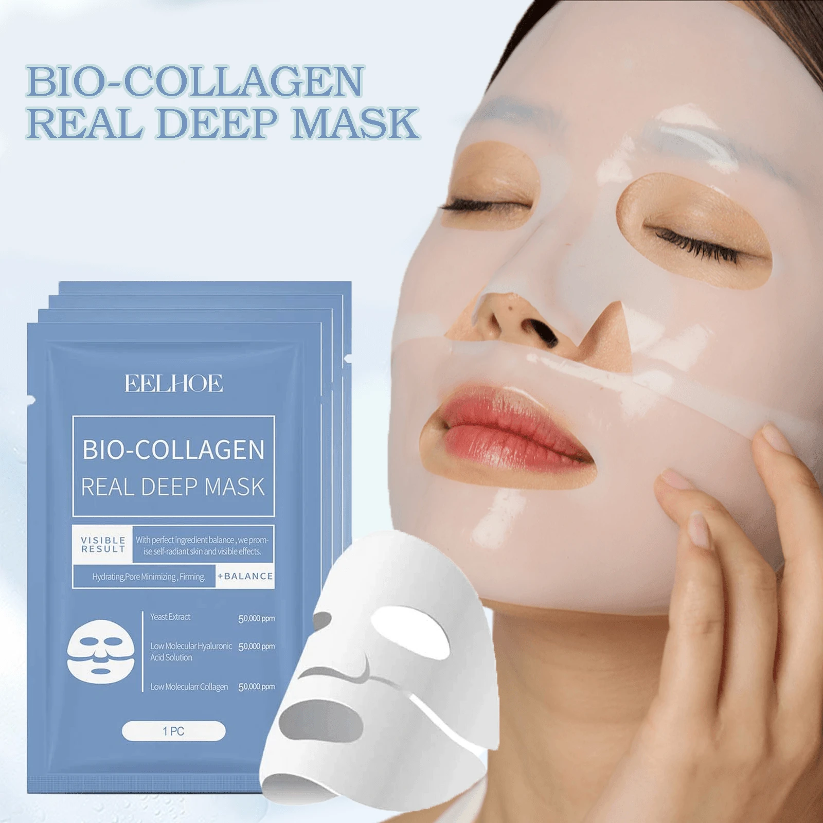 1pcs/4pcs/8pcs Overnight Hydrogel Mask,Deep Hydrating Masks With Collagen, Hyaluronic Acid,Hydrating Facial Mask For Sensitive Skin, Redness Reducing & Quick Soothing Effect - Blue - View 1