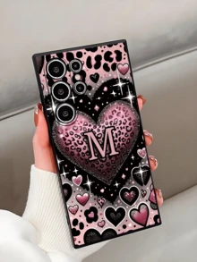 1个字母M爱心豹纹防震防滑手机壳，兼容Galaxy A04e/A05s/A13/A14/A15/A34/A35/A50/A52/A53/A54/S21/S22/S23/S24/S25/S25 Ultra，国际版，非国内版 - 黑色 - 查看 4