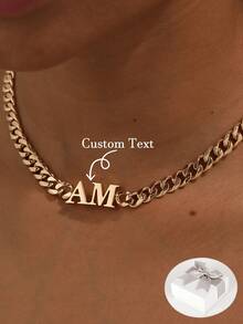 定制18K金名字项链，定制不锈钢名字项链，定制字母项链，铭牌项链，个性化复古名字项链，珠宝礼品，青春珠宝，黑色，银色，金色，时尚，彩色，复古，简约，男女皆宜，休闲，可爱，定制，个性化，独特，送给他的理想礼物，送给她的理想礼物，男友，女友，爸爸，妈妈，家人，朋友，周年纪念日，生日，毕业典礼，舞会，派对，定制时尚珠宝，女士珠宝 - 彩色 - 查看 1