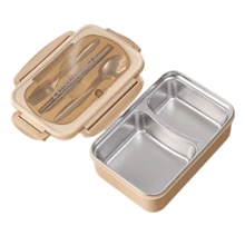 1pc 1200ml Bento Lunch Box With Cutlery Set And Leak-Proof Lid, 3 Compartment Food Containers Suitable For Adult Men And Women, For Camping, Meal Prep, School Supplies, Back To School, Kitchen, Christmas Gifts (Cutlery, Lunch Box And Storage Bag Included)