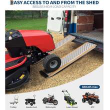 CuisinSmart 57" Heavy-Duty Aluminum Mower Ramps (2-Pack) – 1,000 Lb Capacity Anti-Slip Loading Ramps With Punch Plate Surface, 9" Wide Shed Ramps For Riding Mowers & ATVs - Silver - View 2