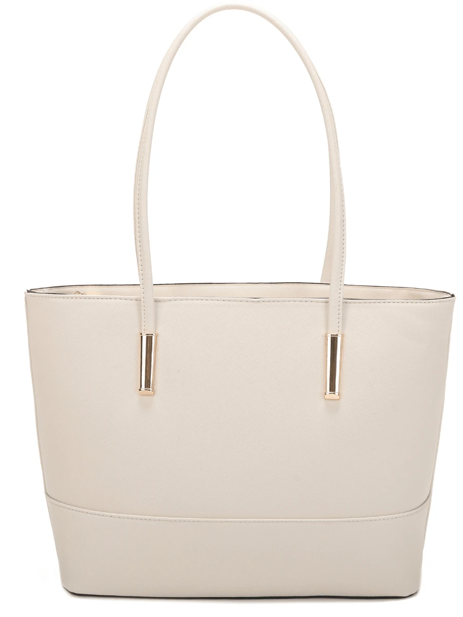 Classic Work Tote Bag Stylish Large Capacity PU Leather With Multiple Compartments - Beis - Ver 1