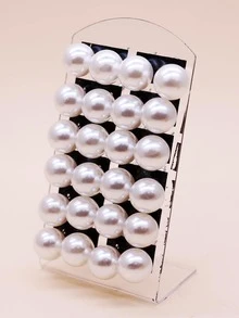 12pcs/Pack 12mm White Faux Pearl Earring Set (Slight Surface Imperfections Are Normal, No Cards Included), Gift For Teachers - White - View 10
