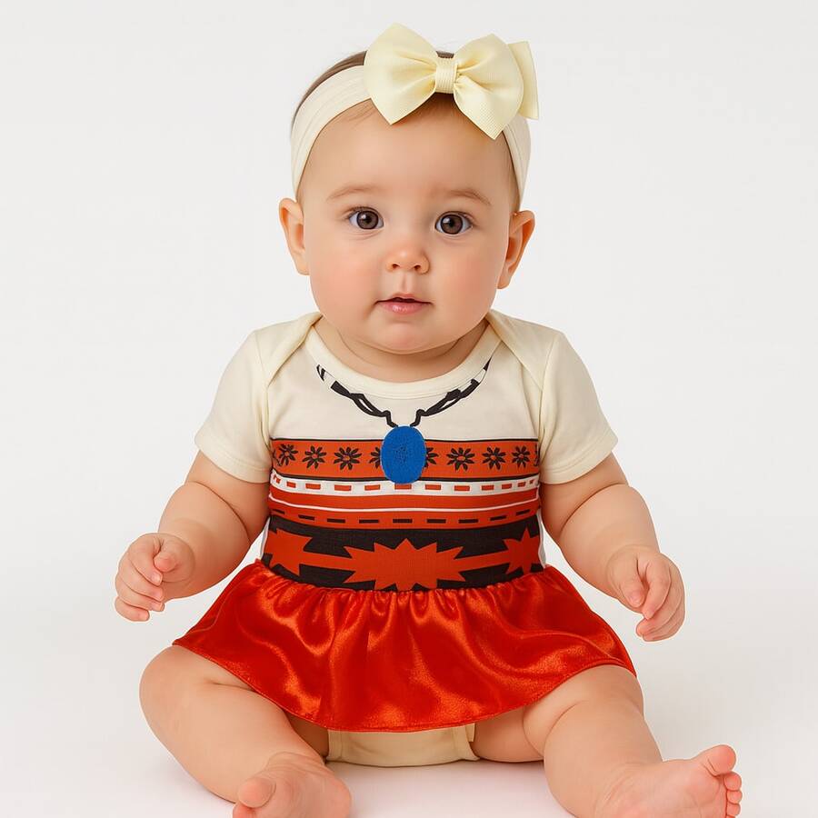 Moan Movie Character Bodysuit Baby Toddler With S To L Headband - 米色 - 查看 1