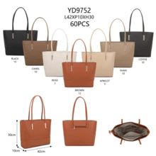 Classic Work Tote Bag Stylish Large Capacity PU Leather With Multiple Compartments - 卡其色 - 查看 5