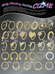CIZME Gold Stainless Steel Hoop Nose Ring Cartilage Ring Set Gold Color Set For Men And Women, Stainless Steel Nose Ring Hoop Nose Piercing Jewelry For Women And Men Gold Hoop Nose Ring, Stainless Steel Helix Tragus Lip Septum Ring Cartilage Earring Hoop Piercing Jewelry