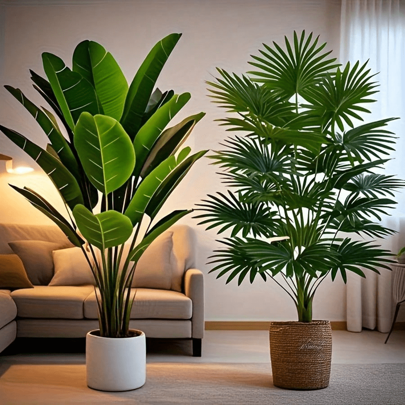2 piezas Plantas artificiales grandes de palma, Simulated Plant Arrangement, árbol de plátano falso grande de 35 pulgadas y decoración de planta tropical de hoja con abanico con 24 hojas, decoración realista de plantas de hojas anchas de plástico, plantas tropicales altas y realistas de siempreverde, árboles decorativos tropicales de bosque tropical tropical anchos, adecuado para todas las estaciones, macetas para árboles artificiales, decoraciones para el hogar, fiestas, oficina, jardín, hotel, interior, exterior, regalos para decoración del hogar y festivales