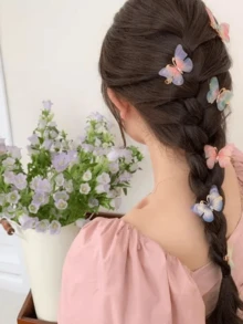 6/12 szt. kolorowych, przezroczystych spinek do włosów z motywem motyli