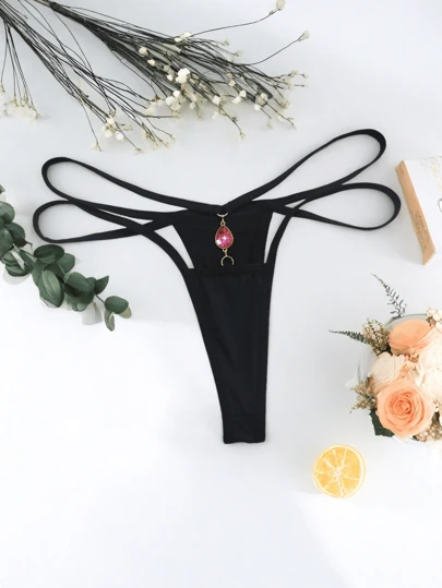 Quần lót gợi cảm đính đá sang trọng, quần thun lưng thấp ren mỏng cho nữ, quần lót dây chữ G thời trang xuyên thấu, quần lót ren mỏng đính đá sang trọng