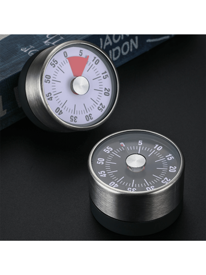 2pcs/1pc Stainless Steel Kitchen Timer, Visible Cooking Timer, Student Timer, Reminder, Kitchen Countdown Timer, Home Time Management, Mechanical Alarm Clock