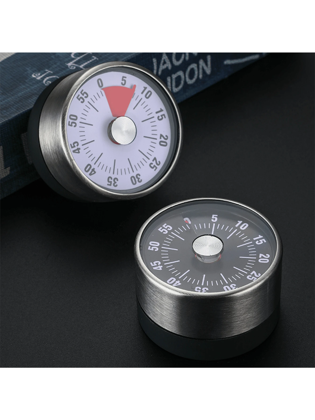 2pcs/1pc Stainless Steel Kitchen Timer, Visible Cooking Timer, Student Timer, Reminder, Kitchen Countdown Timer, Home Time Management, Mechanical Alarm Clock