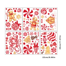 106 piezas Guirnalda de galletas de jengibre y caramelos para decoración de ventanas - Pegatinas plásticas autoadhesivas con diseños navideños de hombres de jengibre, guirnaldas de caramelos y texto "Feliz Navidad" - Decoración navideña para el hogar, puertas, fiestas de Candy Land, adornos navideños de galletas de jengibre