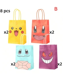 pokemon 1/4/8 Stücke Pokemon Pokémon Geschenktüten mit Pikachu und Spritze - Süße Partytüte für Geburtstage, Veranstaltungen und Feiern, perfekt für Fans und um jedem Anlass Spaß zu verleihen (einige Teile können zufällig sein)