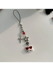 1 pieza Llavero con colgante de metal de Hello Kitty, correa para teléfono de anime, llavero de coche, accesorio para mochila de estudiante, lindo adorno colgante para bolsa, ornamento colgante de dibujos animados, cordón para teléfono