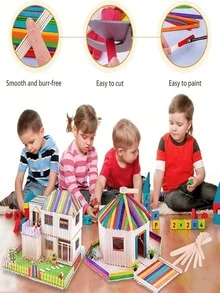 100支/50支装木制工艺棒，搅拌棒，手工工艺棒，DIY涂鸦，打造属于你自己的木制工艺品！培养孩子的动手能力，多用途棒，家庭艺术项目，课堂美术用品，儿童生日礼物，圣诞礼物 - 彩色 - 查看 3