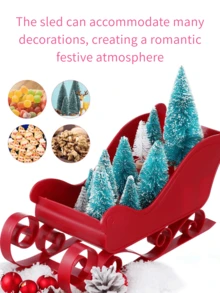 2pcs/1pc Santa's Sleigh Miniature Landscape Display Decoration Gift, Snowman Reindeer Sleigh Container Suitable For Christmas, Christmas Eve, Theme Party, Shopping Mall, Home Decor, Surprise Gift For Loved Ones, Friends, Perfect Party Favor