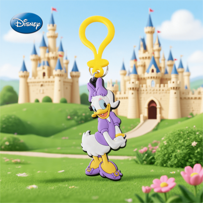 Disney 1PC Disney Officially Licensed Daisy Duck PVC Keychain Cute Cartoon Bag Charm Keychain Essential Fashion Accessories For Commuting Trips Christmas Valentine's Day Party Favor Keychain The Best Gift For Disney Fans