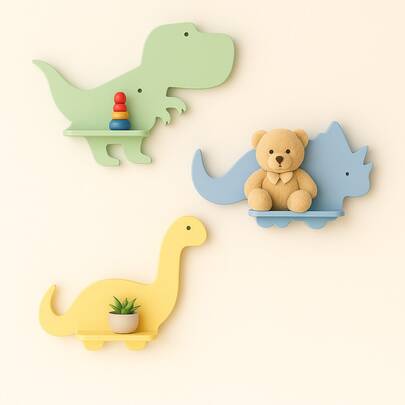 Trio de Prateleira Dinossauro Decoração MDF