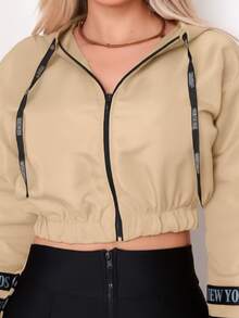Women's Neon Windbreaker Jacket With Tactel Cap - 米色 - 查看 3