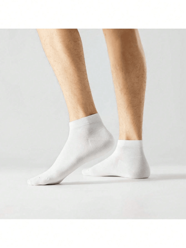 5 Pairs Men's White Breathable Odor-Resistant Short Socks, Suitable For Sports And Fashion, Versatile Use, Essential For Spring And Summer. Soft And Elastic, Also Suitable For Women's Socks And Knee-High Socks For Outdoor Sports In Summer.
