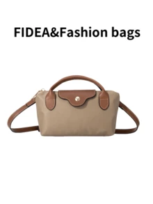 新款时尚纯色简约 PU 水桶包，优雅高端手提包，适合工作、购物、约会、多功能 - 卡其色 - 查看 6