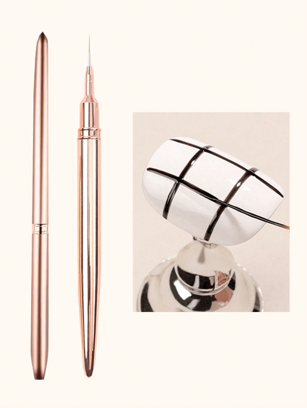 1Pc Professional Line Painting Nail Art Brush For DIY UV Gel Ultra-Thin Stripes Liner Drawing Pen Gold Metal Handle Manicure Tool