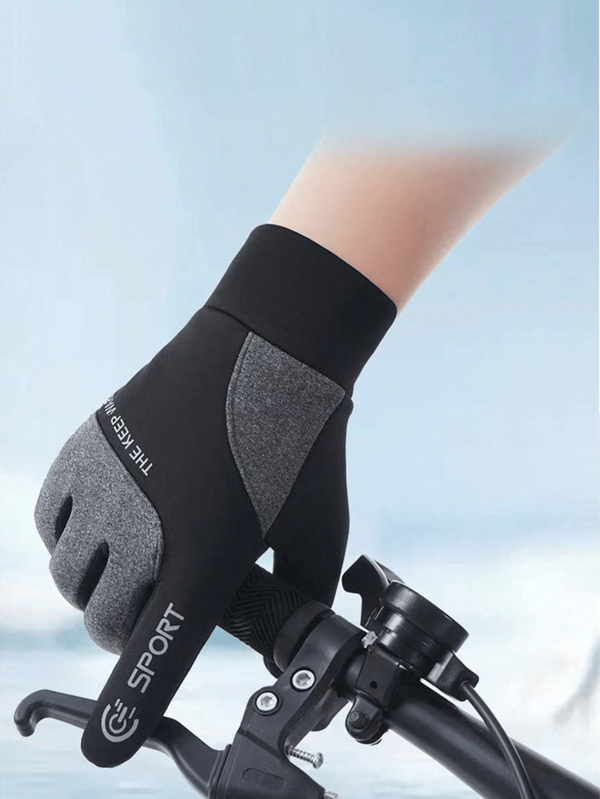 1 Pair Men's Anti-Slip Touchscreen Winter Gloves, Warm Fleece Lining, Comfortable Patchwork Design For Outdoor Sports Cycling In Cold Weather