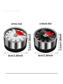 2pcs/1pc Stainless Steel Kitchen Timer, Visible Cooking Timer, Student Timer, Reminder, Kitchen Countdown Timer, Home Time Management, Mechanical Alarm Clock
