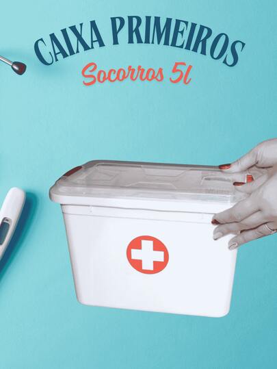 Caixa Primeiros Socorros 5 Litros Grande com Tampa e Trava Resistente e Completa para Emergências
